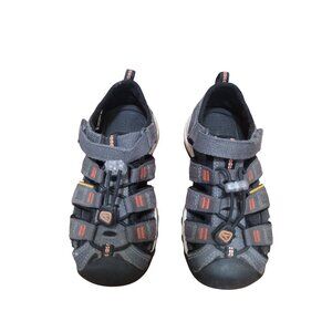 Keen Kids 11 Gray & Orange Waterproof Hiking Sandals Adjustable Straps & Rubbe